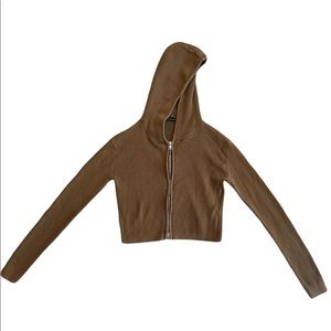 Brandy Melville brown Arden cropped hoodie